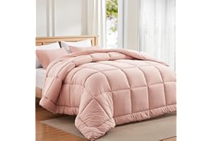 Mosluna Blush Pink Twin Comforter Set for Girls, 2 Piece All Season Bedding Sets, Bed Set with 1 Down Alternative Duvet Insert 68×88" and 1 Pillow Case (Twin/Twin XL, Pink)