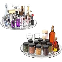 URALFA Lazy Susan Organizer for Cabinet 2 Pack, 10.6" Clear Lazy Susan Turntable Rotating Organizer, Plastic Organization and