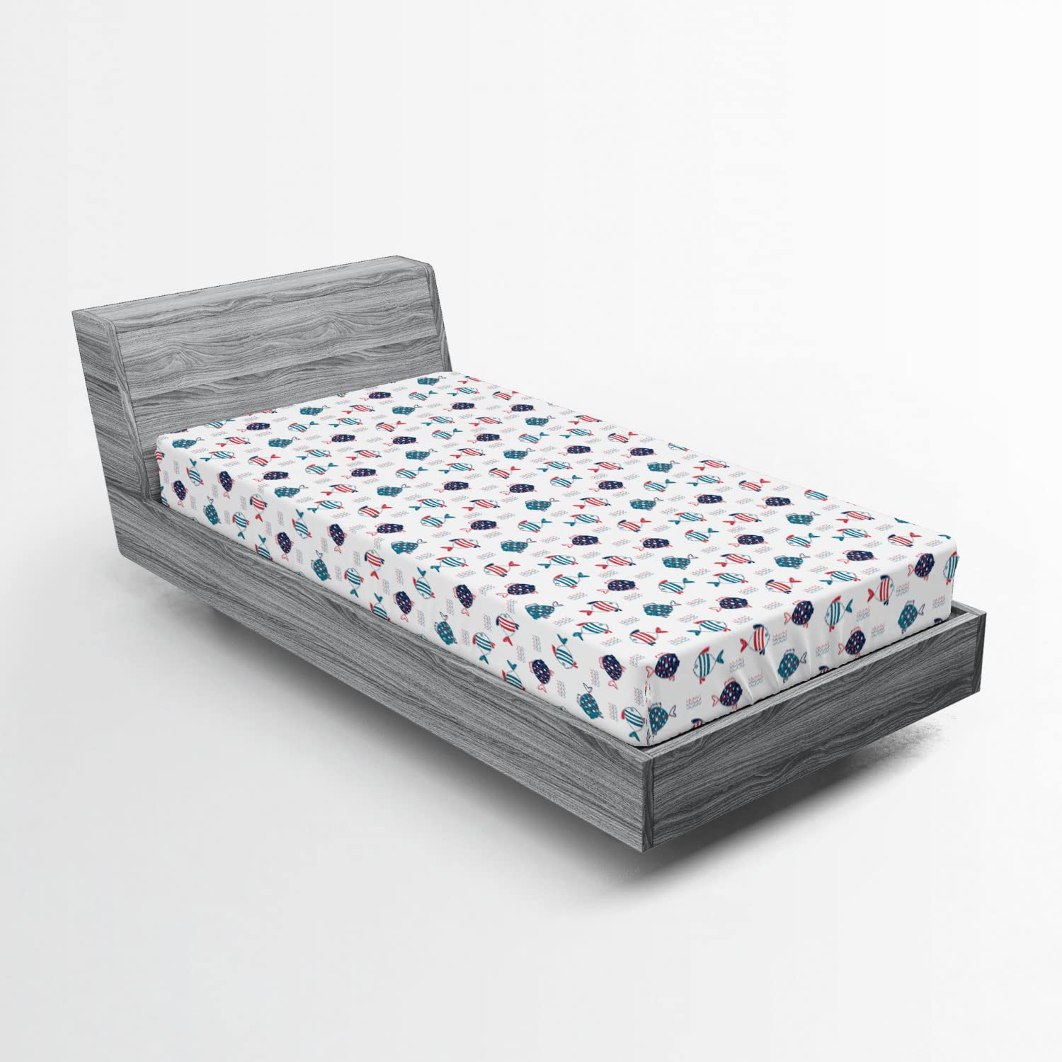 Ambesonne Fish Fitted Sheet Set, Hand-Drawn Doodle