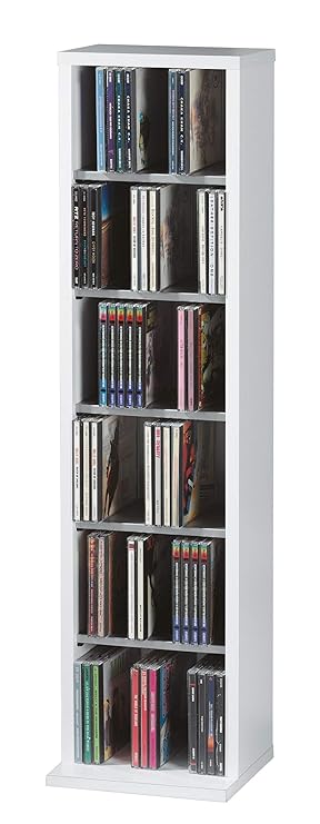 VCM Regal DVD CD Schrank Rack Möbel Aufbewahrung Holzregal Standregal Möbel Anbauprogramm Weiß 'Elementa'