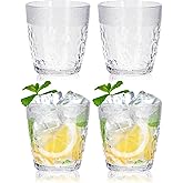 SHAIDOJIO 4Pcs Plastic Drinking Glasses, Plastic Tumblers Reusable Drinking Cups, Clear Acrylic Glasses Drinkware 6.8oz, Stackable Unbreakable Juice Glasses for Beer Wine Juice Milk, Party and Picnic