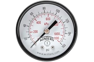 WINTERS INSTRUMENTS Winters 2 inch Dial Size, Multi Function Application Economy Utility Dry Pressure Gauge, Brass Internals, Steel Case, Dual Scale 0-160 psi/kPa, 3-2-3% Accuracy, 1/4 inch NPT Back Mount, Pressure Gauge