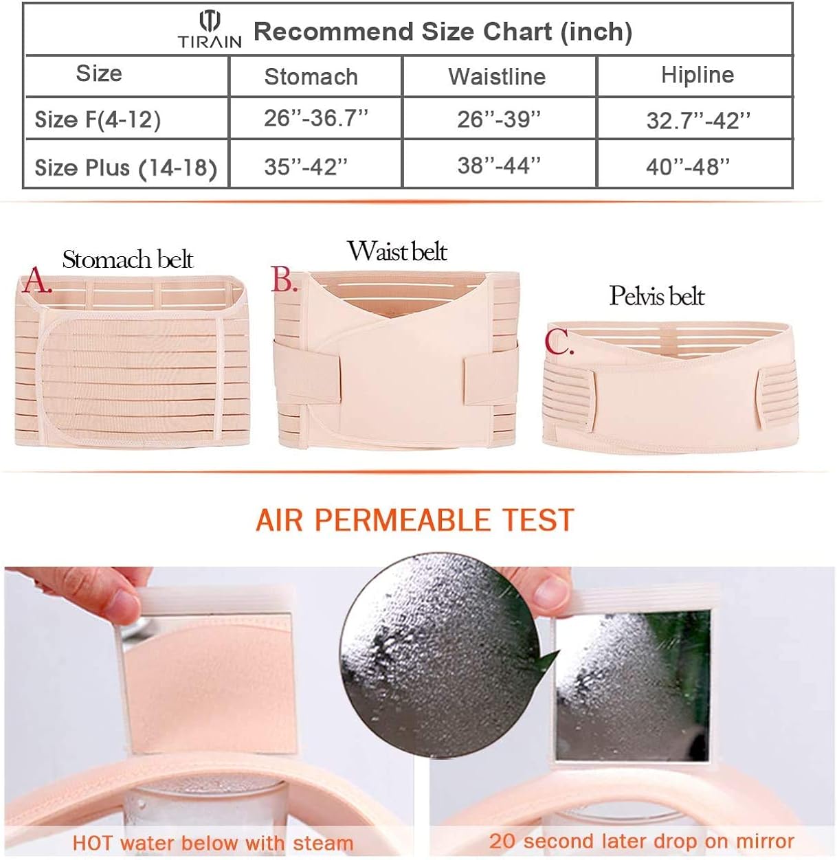 TiRain 3 in 1 Postpartum Belly Support Recovery Belly/Waist/Pelvis Belt Postpartum Belly Wrap Band at  Women’s Clothing store