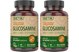 DEVA Vegan Glucosamine-MSM-CMO & Turmeric Supplement - Gluten Free Plant Based Nutritional Supplement - 90 Tablets (Pack of 2)