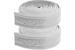PASOLABE Crown Molding Peel and Stick 2 Rolls Foam Wallpaper Borders 3D Pattern Self Adhesive Moulding Wall Trim Peel and Stick Border Edging Strip for Home Kitchen Bathroom