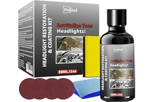 POLIXEL Car Headlight Restoration Kit, Ceramic Coating Headlamp Cleaner Removal of Cloudy Oxidation, Yellowing, Scratch with 4X Sandpaper | 1X Applicator Foam & Cloth | 1X Microfiber Towel - 1oz/30ml