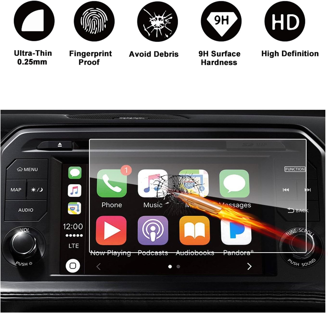 RUIYA 2017 2018 Nissan GT-R NissanConnect 8-Inch Touch Screen Car Display Navigation Screen Protector, HD Clear Tempered Glass Car in-Dash Screen Protective Film