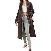 Fahsyee Women's Leather Trench Coat, Faux Motorcycle Plus Size Moto Biker Jacket Short Lightweight Vegan Pleather Fashion
