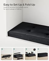 SONGMICS Storage Ottoman Foldable Small Foot Rest 38x110x38 cm Ink Black view 8