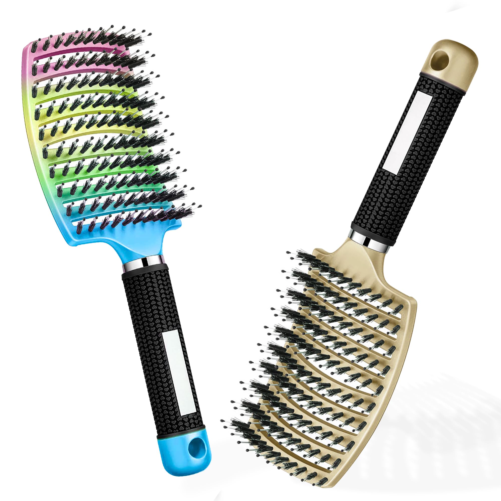 Detangling Hair Brush | Women Curly Children Anti Frizz All Afro Drying Long Thick Thin Dry Brushes Comb Women Wavy Boar Wet Smooth Demeler… (BLACK)