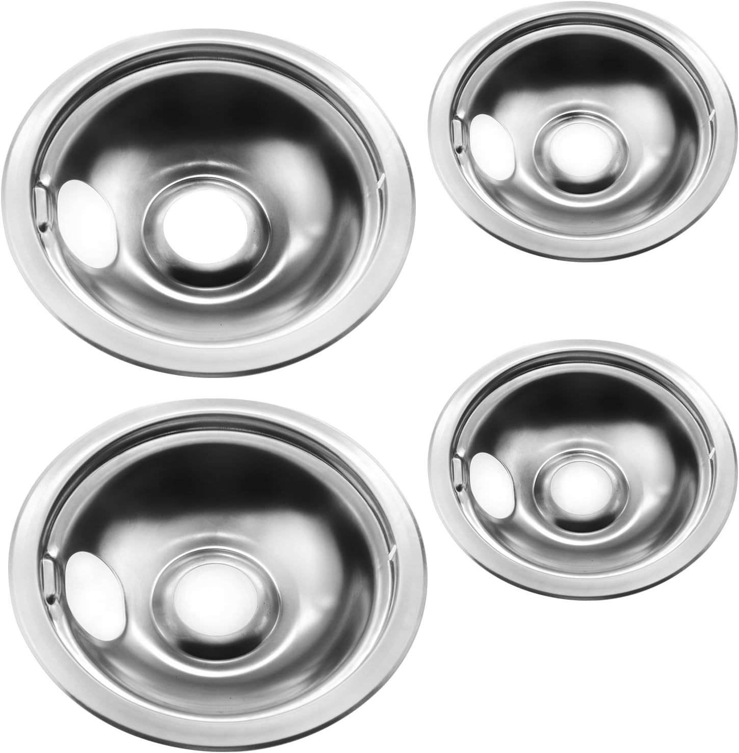 Stainless Drip Pan Set Replace ment for Frigidaire Kenmore 316048413 316048414 With 6” and 8"