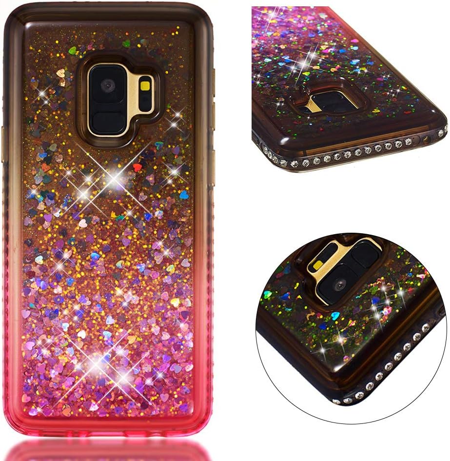 Stysen Galaxy S9 Liquid Case,Galaxy S9 Glitter Case,Creative Gradient Color Moving Quicksand Liquid Flowing TPU Cover for Samsung Galaxy S9-Gray Pink