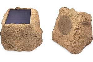 INNOVATIVE TECHNOLOGY Victrola The Solar Rock Speakers Pair, 14 Hours Playtime, IPX4 Rechargeable Solar Outdoor Bluetooth Speakers for Garden, Patio, Built for All Seasons, Wireless Music Streaming, Sand