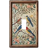 Zynvos Vintage Bird Flower Painting Single Toggle Art Light Switch Cover | Decorative art switch cover, vintage style, perfect wall decor for home, bedroom, living room & household use