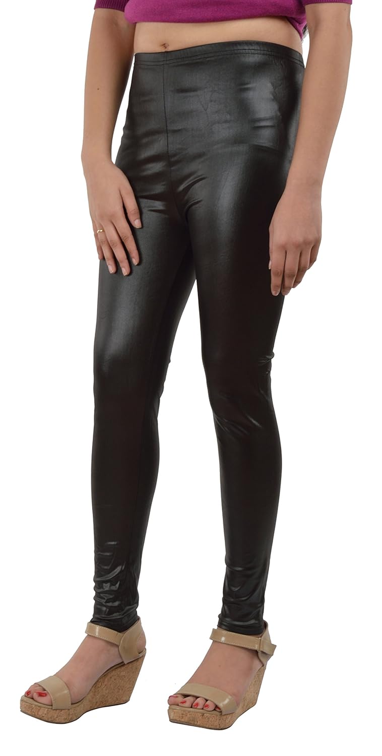 timbre faux leather coated leggings jeggings for women party wear black