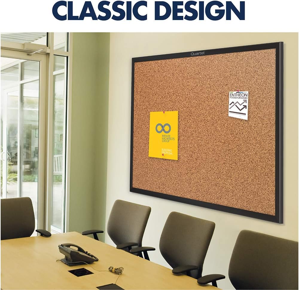 Quartet Cork Board, Bulletin Board, 2' x 1.5' Corkboard, Black Frame (2301B) : Office Products