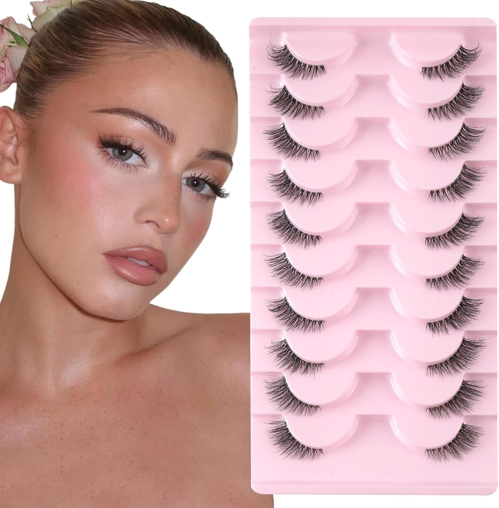 Sixstarhair Half Lashes Natural Look 10 Pairs Cat Eye Wispy Clear Band