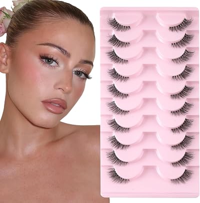 Sixstarhair Half Lashes Natural Look 10 Pairs Cat Eye Wispy Clear Band