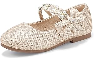 PANDANINJIA Jessica Toddler Girls Dress Shoes Ankle Strap Ballet Flats Flower Girl Shoes for Wedding Party School