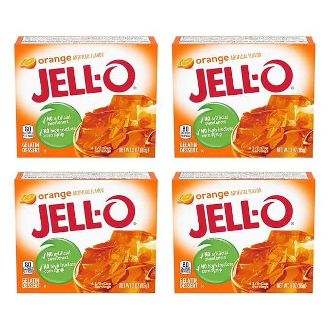 Amazon Com Jell O Jello Gelatin Dessert 3 Ounce Boxes Pack Of 4 Orange Grocery Gourmet Food