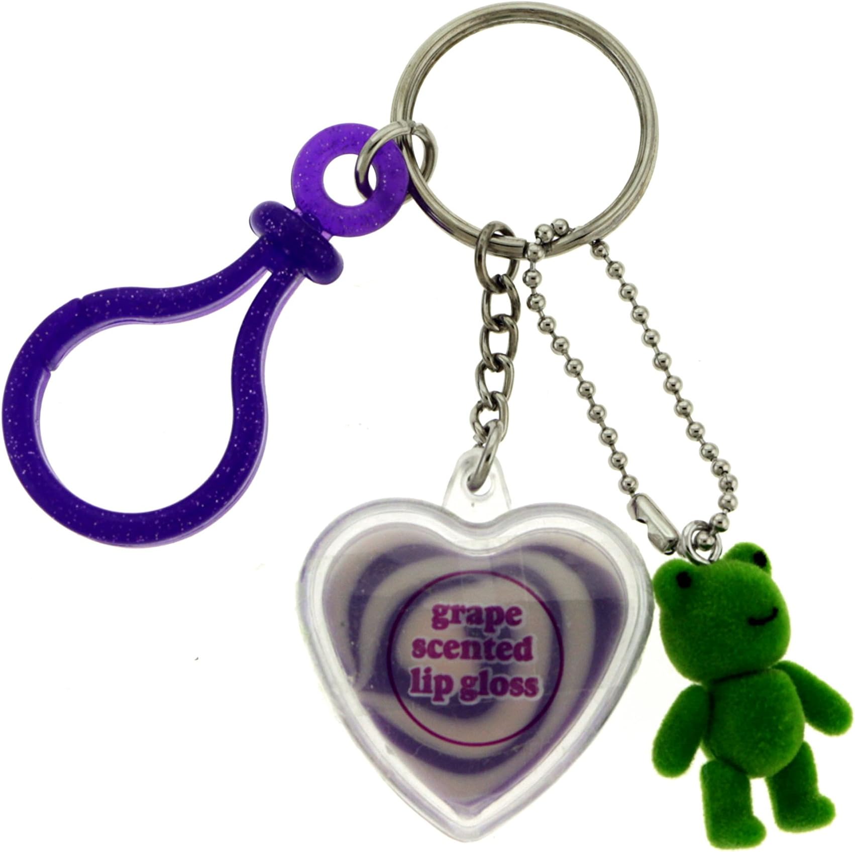 Conklin FashionsGreen Teddy Bear Grape Lip Gloss With Plastic Purple Clip Key Chain KEKC5133