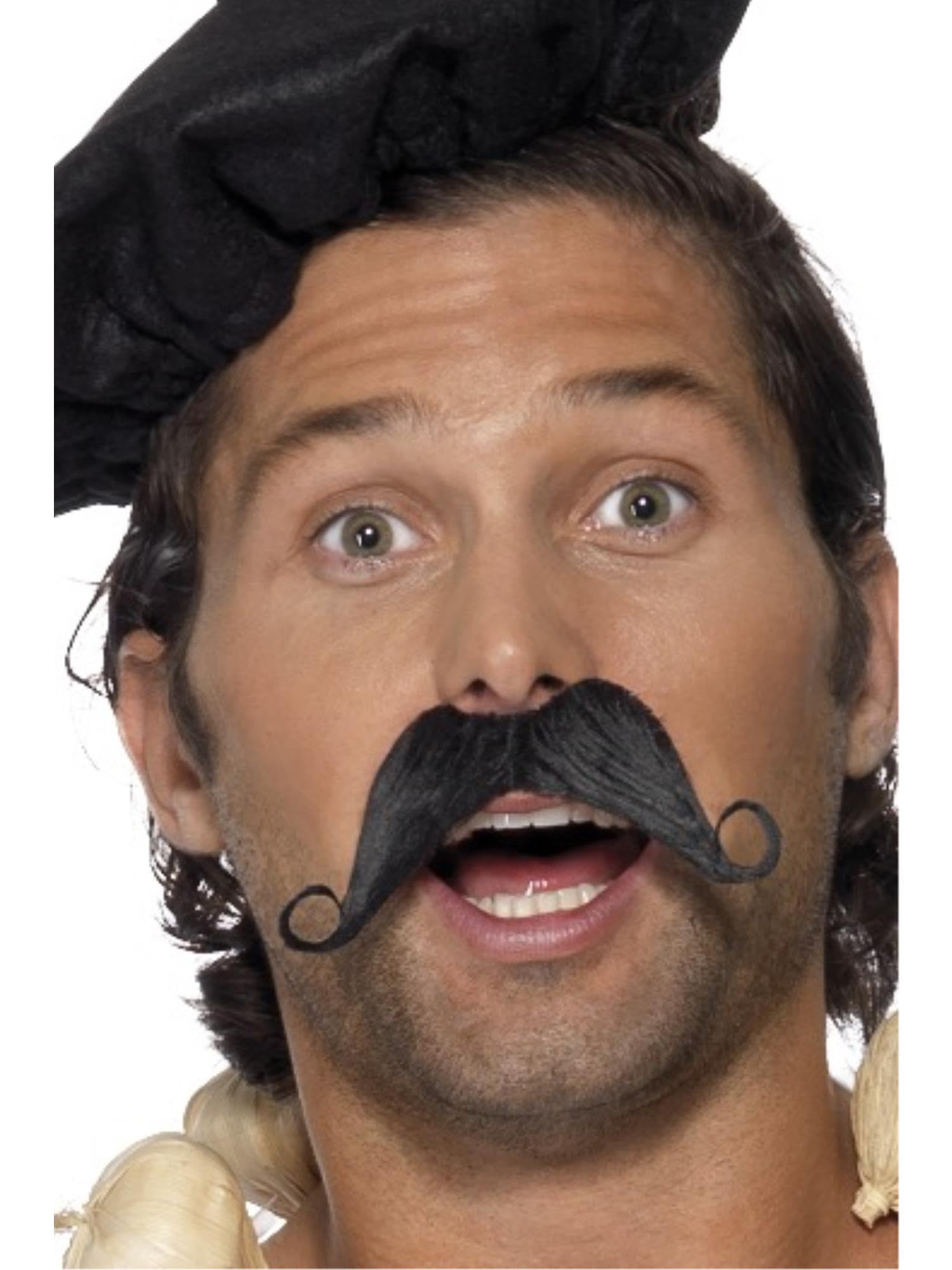 Smiffys Frenchman Moustache, Black Self Adhesive, Around The World Fancy Dress, Adult Dress Up Cosmetics & Disguises.