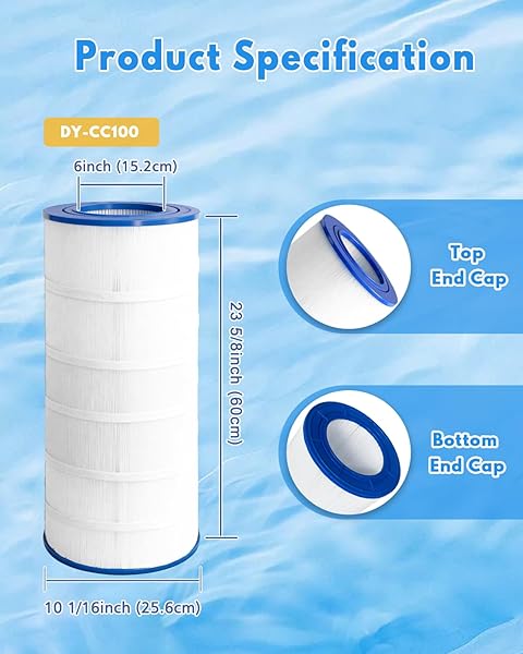 DAYEAR SWIMMING FILTER CARTRIDGE 100 SQ. FT. (1 PACK) FILTER REPLACEMENT FOR CC100 PLF100A CRP100 PAP100 PAP100-4 C-9410 R173215 FC-0686 59054200 160316