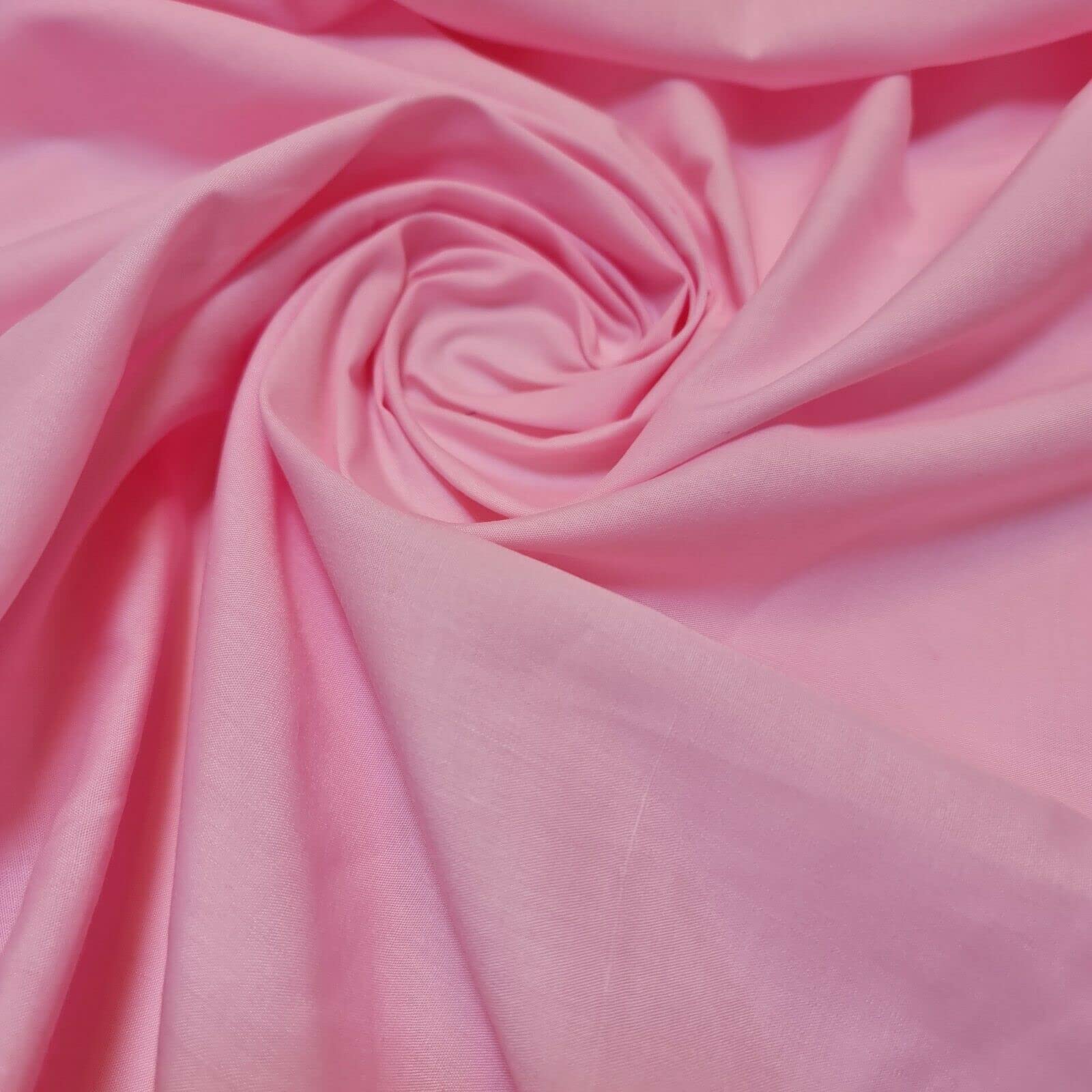 Plain/Solid Dyed Polycotton Dress Craft Fabric Material 45" - 112 cm Wide Sold As 1 Meter Pre - Cut Lengths (Available in 42 Colours)… (Pale Pink, 5 Meter)