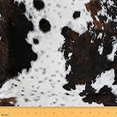 Cowhide Print Girl Woman DIY Fabric by The Yard for Craft Lovers,Abstract Animal Fur Rustic Farmhouse,Decorative DIY Fabric for Upholstery and Home Accents,1 Yard,Black White Brown,Not Really Cow Fur