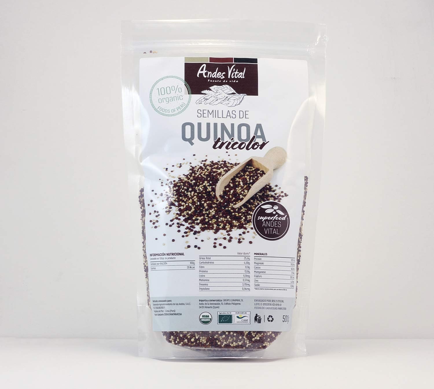 Quinoa ecologica organica tricolor 1kg, pack 2 bolsas x 500gr Amazon