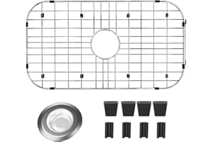 SUZLON 26x14” Sink Protectors for Kitchen Sink, Metal Sink Rack for Bottom of Sink Center Drain Hole, Stainless Steel Sink Protector for Kitchen with Sink Strainer (Inseparable, 26"X14", Center Drain)