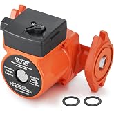 VEVOR UPS15-58FC 17 GPM Cast Iron Circulation Pump, 1" NPT Flange 3-Speed Hot Water Recirculating Pump, Quiet Operation Circulator Pump for Floor Heating/Home Water heater System