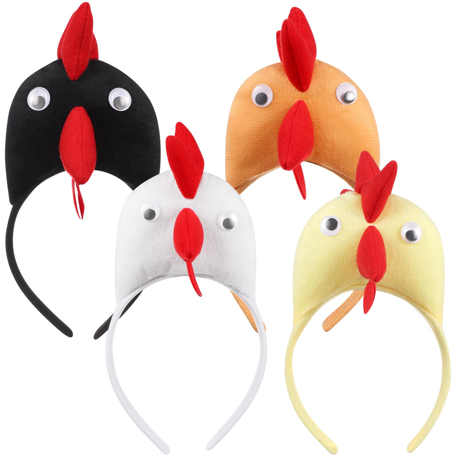 Amosfun 4pcs Chicken Headband Easter Chicken Hat Hair Hoop Headwear Chicken Costume for Masquerade Easter Halloween Party Supplies