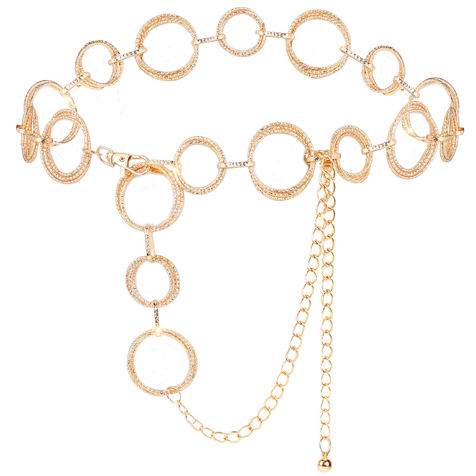YooAi O-Ring Chain Belts Waist Belt Links for Women Metal Link Chain Gift Gold 105cm