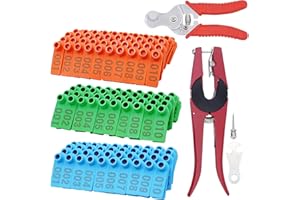 JUNNIU PAULOZYN 300PCS Livestock Ear Tags TPU for Goat Animal Cattle Sheep Pig Dog Deer Farm, with 1PCS Ear Tag Applicator 1PCS Ear Tags Remove Plier, 001-100 Number