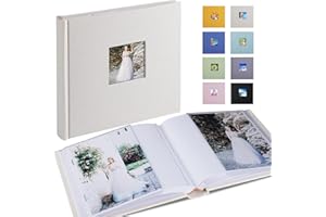 1DOT2 Photo Album 4x6 Hold 60 Photos with Memo Vertical Slip-in Pockets Photo Book, Linen Cover Picture Photo Albums with Writing Space for Wedding Baby Mother's Day Beige