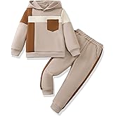 XUANHAO Toddler Boy Clothes Fall Winter Hoodie Outfits for Boys Color Block Sweatsuit Tops Pants Little Kids Clothing Sets
