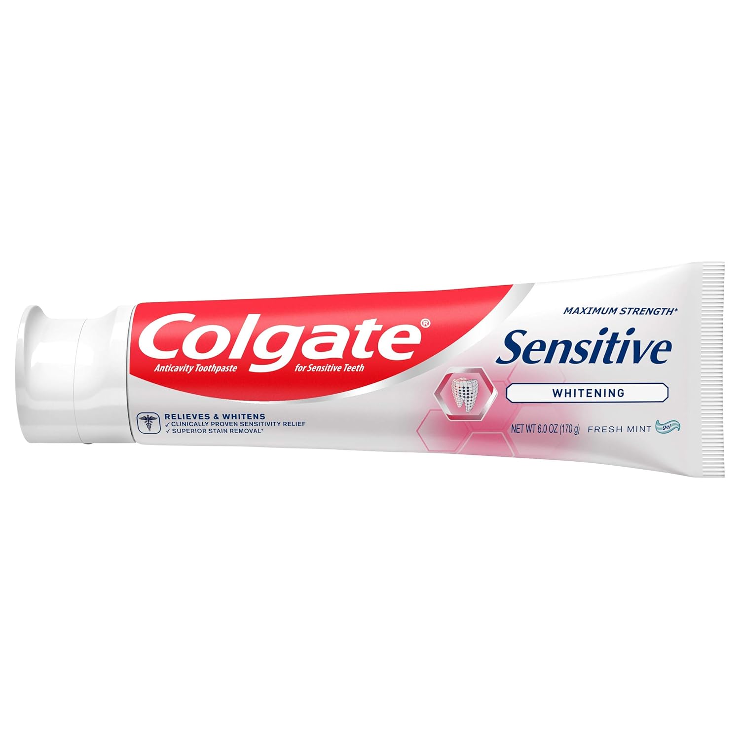 Colgate Sensitive Whitening Toothpaste for Sensitive Teeth, Enamel Repair and Cavity Protection, Fresh Mint Gel - 6 ounce (3 Pack) : Beauty