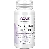 NOW Foods Solutions, Hydration Rescue with Hyabest® hyaluronic acid, Helps Maintain Youthful Looking Skin*, Supports Healthy Skin Moisture*, 60 Veg Capsules