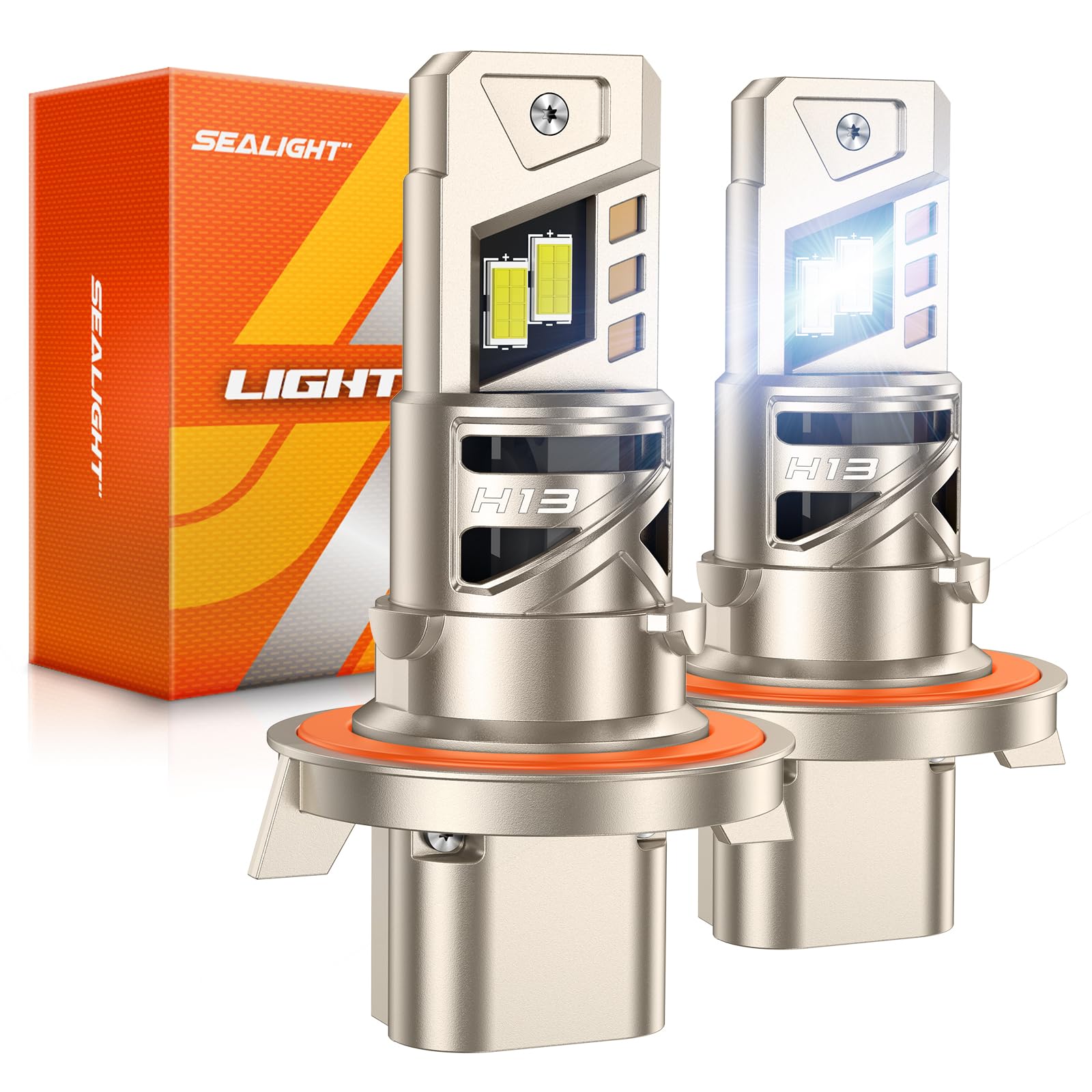 SEALIGHT 9008/HI3 Fog Bulbs, 96000Im 6500K Cool White, 9008 Driving Light Bulb, IP68 1:1 Size Plug & Play, For Powersports Atvs Front Fog Light Bulbs, Pack of 2 Image