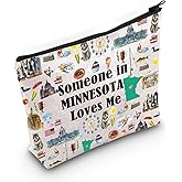 PXTIDY Minnesota Travel Makeup Bag Long Distance Relationships Gift Someone In Minnesota Loves Me Bag Minnesota Souvenir Gift
