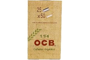 OCB Organic Hemp Rolling Papers 1 1/4 (44mm x 77mm) - 25 packs of 50 papers
