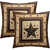 Imiss Western Texas Star Throw Pillow Covers Set of 2 Brown Decorative Pillow Cover Rustic Western Style Retro Cushion 18x18 Inch for Outdoor Sofa Bedroom