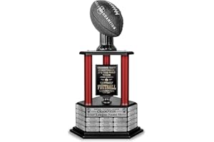 TrophySmack Perpetual Fantasy Football Trophy - Customizable Championship Trophy Award Winner | Engraving Included up to 19 Years Past Winners | 26-56 Inch (Vivid Black)