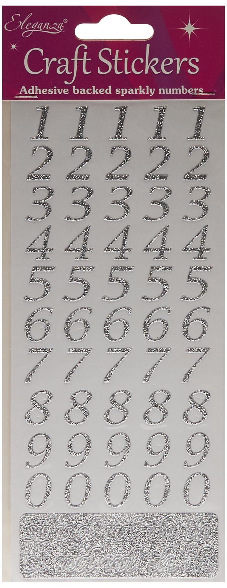 Eleganza Oaktree Crafts Stylized Number Set, Silver, No. 66