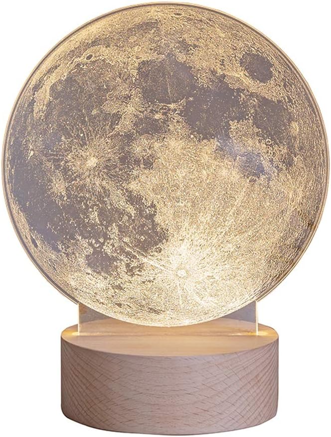 Nightstand Lamp Moon Lamp 3D Moon Light USB Rechargeable Touch