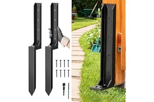 2PCS Fence Post Repair Kit, Heavy Duty Fence Post Anchor Quick Fix for Broken/Leaning Wooden Fence, Easy to Install, Black