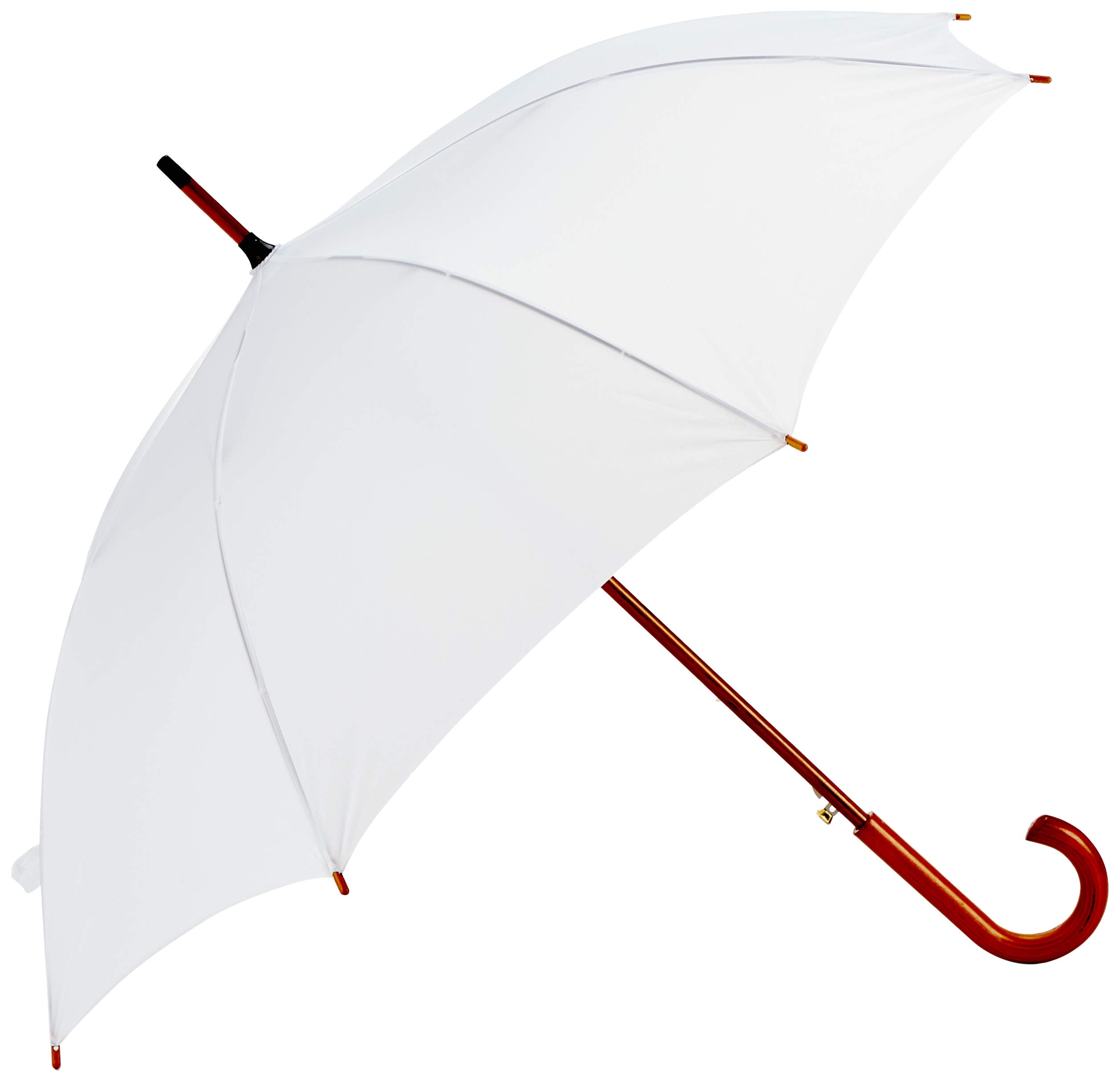 eBuyGB Wooden Crook Handle Large Umbrella Classic Manual Opening Rainproof for Men and Women Umbrella Windproof Strong - White 41.5 Inch / 105cm Span 90cm Length