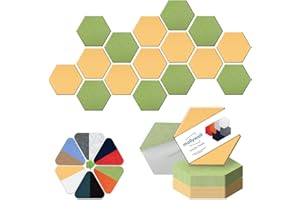 Mollywell Hexagon Acoustic Panels, High Density, Soundproofing, Decorative Noise Reduction Felt Wall Tiles for Ceilings, Home Office & Gaming Room (Yellow and Fruit Green), 14×12×0.4 Inch