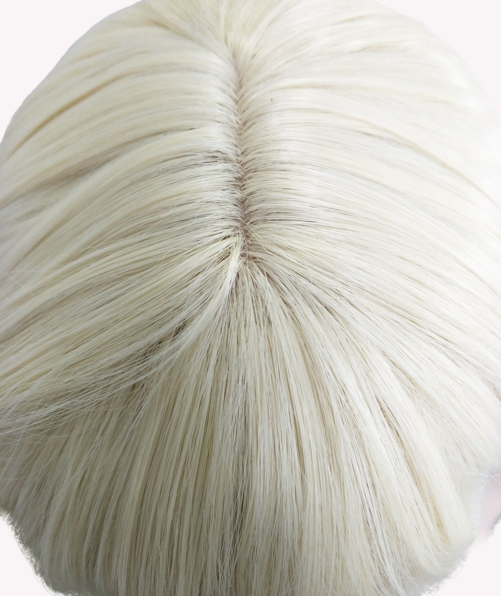 Namecute Bleach Blonde Wig 24 Inch Long Straight Wigs Bangs Full Cap Synthetic Natural Hair for Women , Free Wig Cap